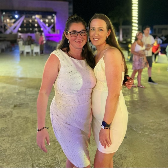 Lulus Mini off-white spaghetti strap body con dress. Size Small. - Picture 9 of 10